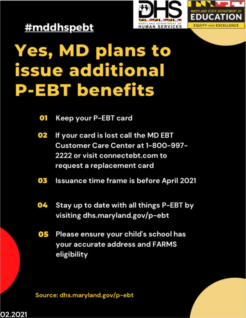MD DHS/Dept of Education PEBT Benefits Update Maryland Resource