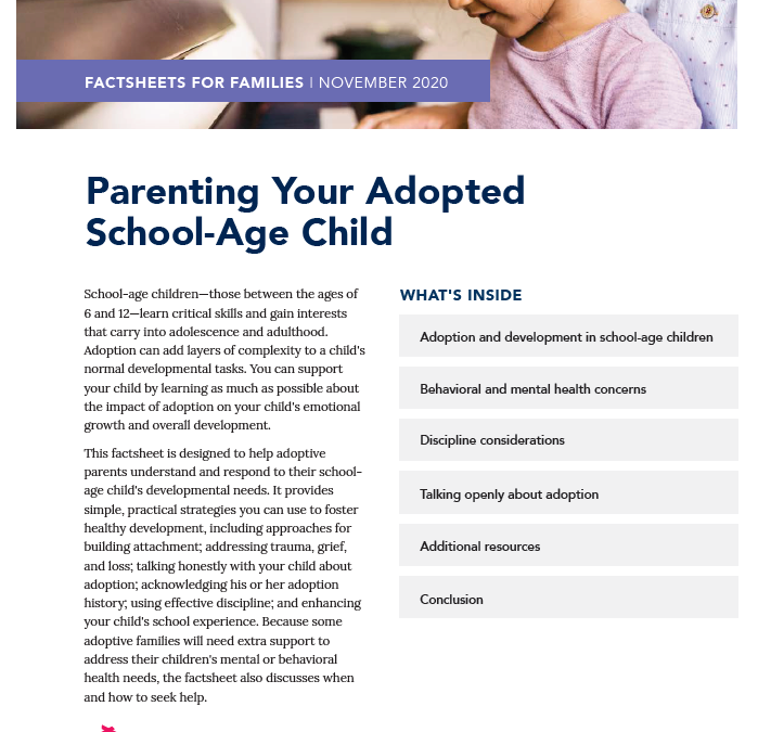 Downloadable Factsheet: Parenting Your Adopted School-Age Child