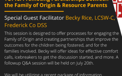 First Tuesday 7/6/21: Promoting Partnerships Between the Family of Origin & Resource Parents